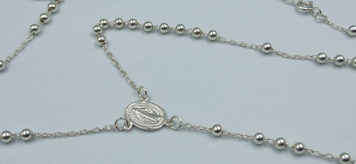 Sterling Silver Rosary Necklace