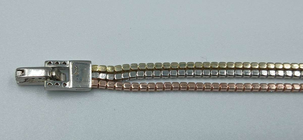 Three Tones Sterling Silver Tennis Bracelet