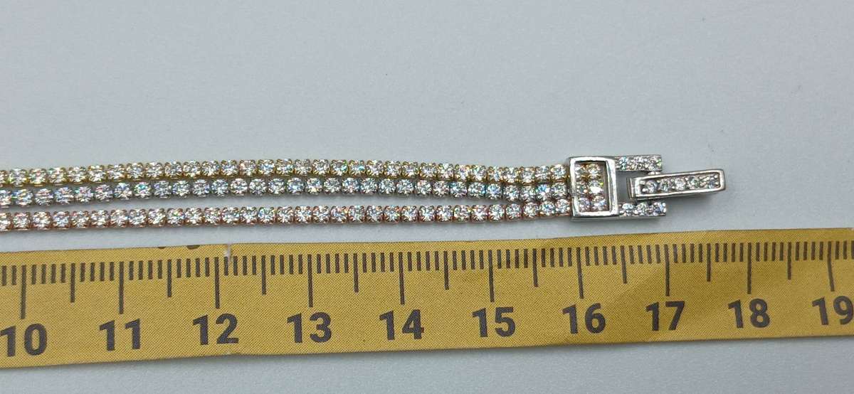 Three Tones Sterling Silver Tennis Bracelet