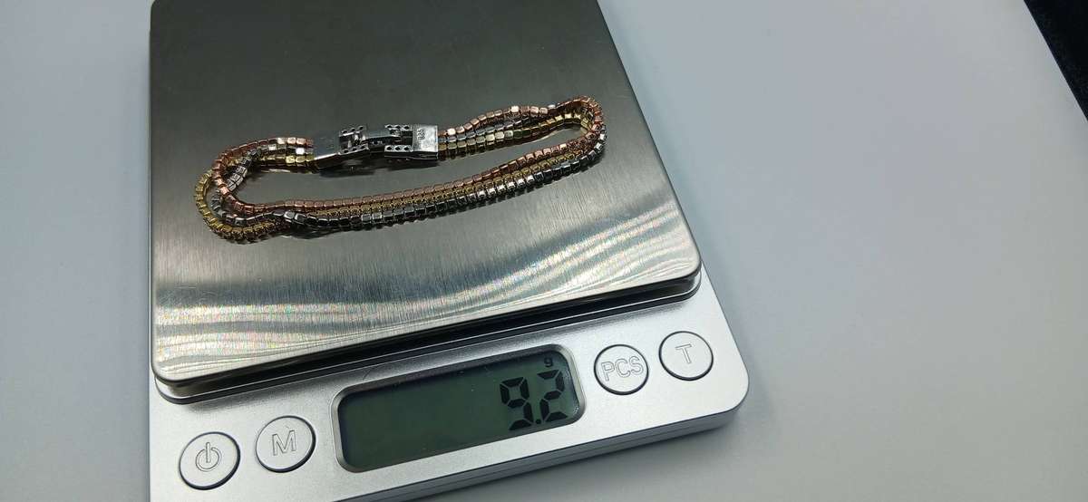 Three Tones Sterling Silver Tennis Bracelet