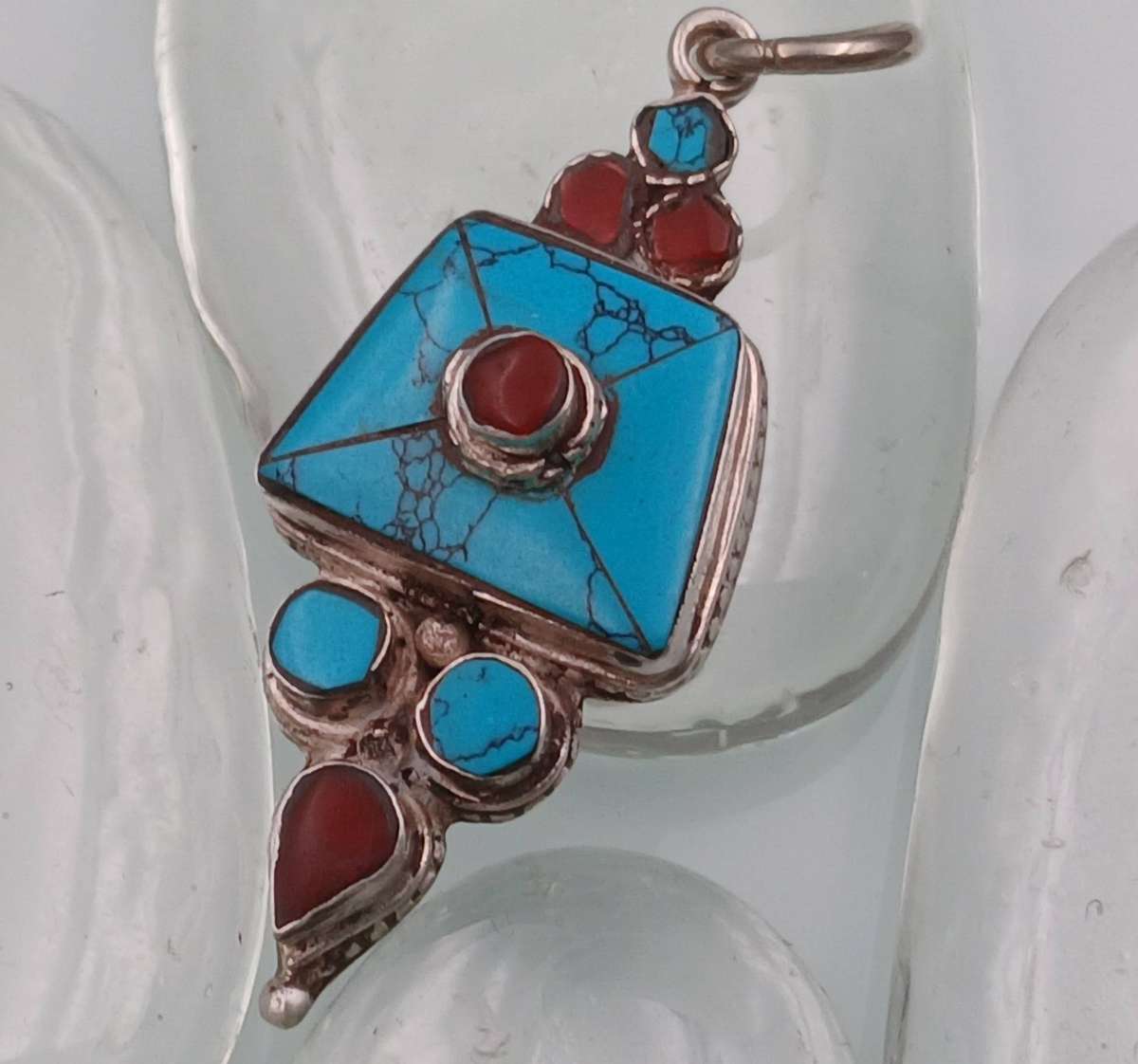 Turquoise Tibetan Sterling Silver Pendant