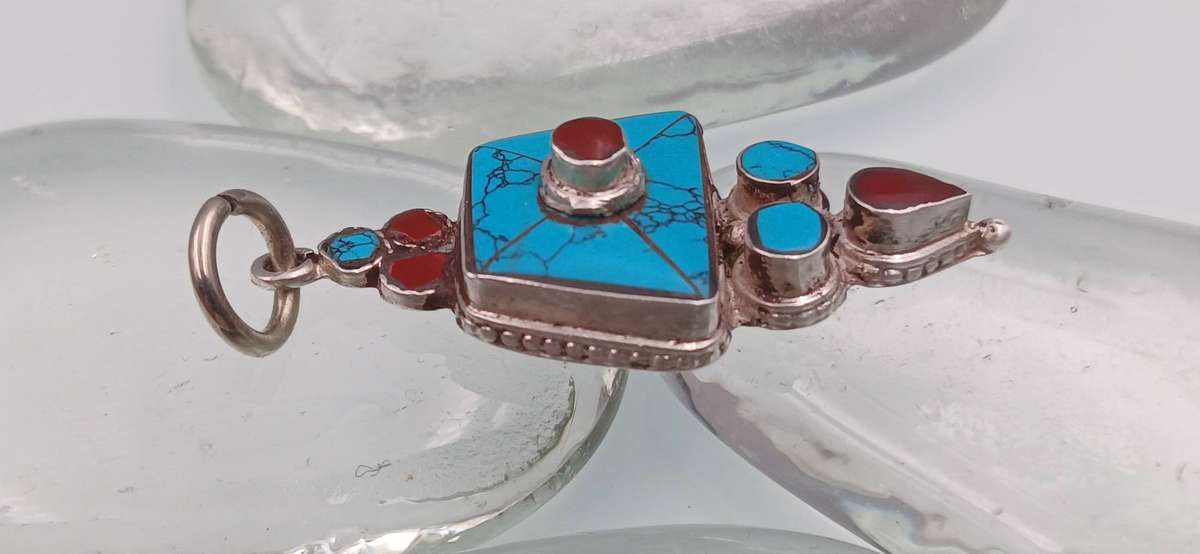 Turquoise Tibetan Sterling Silver Pendant