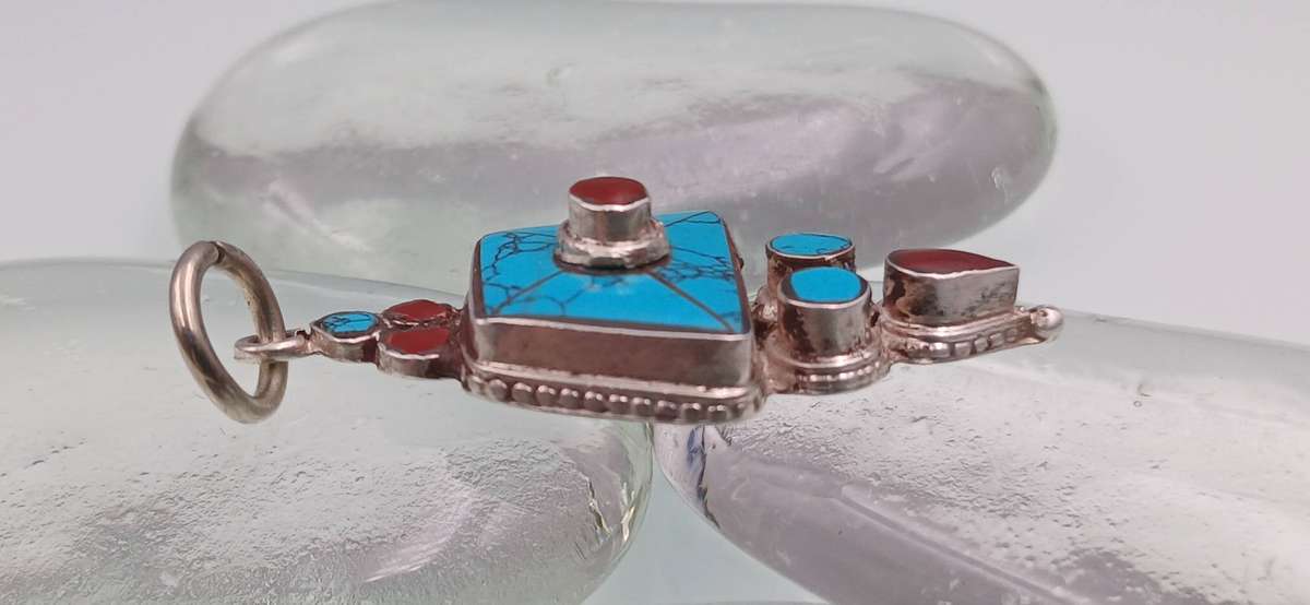 Turquoise Tibetan Sterling Silver Pendant