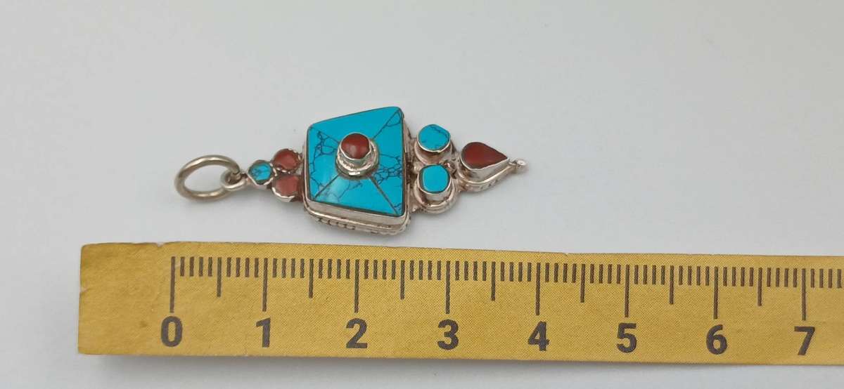 Turquoise Tibetan Sterling Silver Pendant