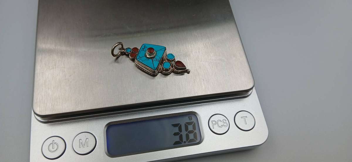 Turquoise Tibetan Sterling Silver Pendant