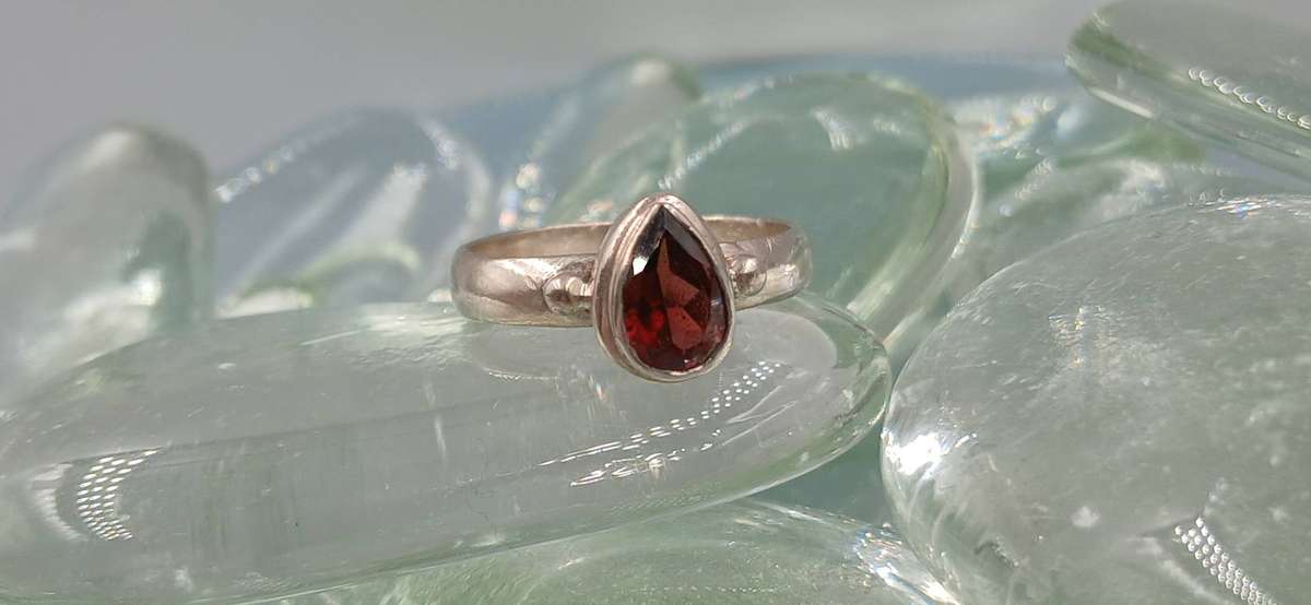 Garnet Sterling Silver Ring