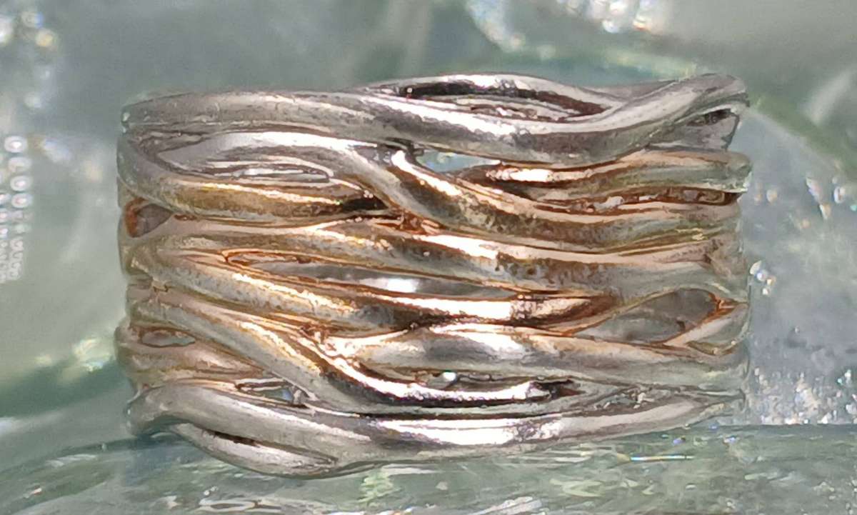 Wide Two Tones Sterling Silver Ring