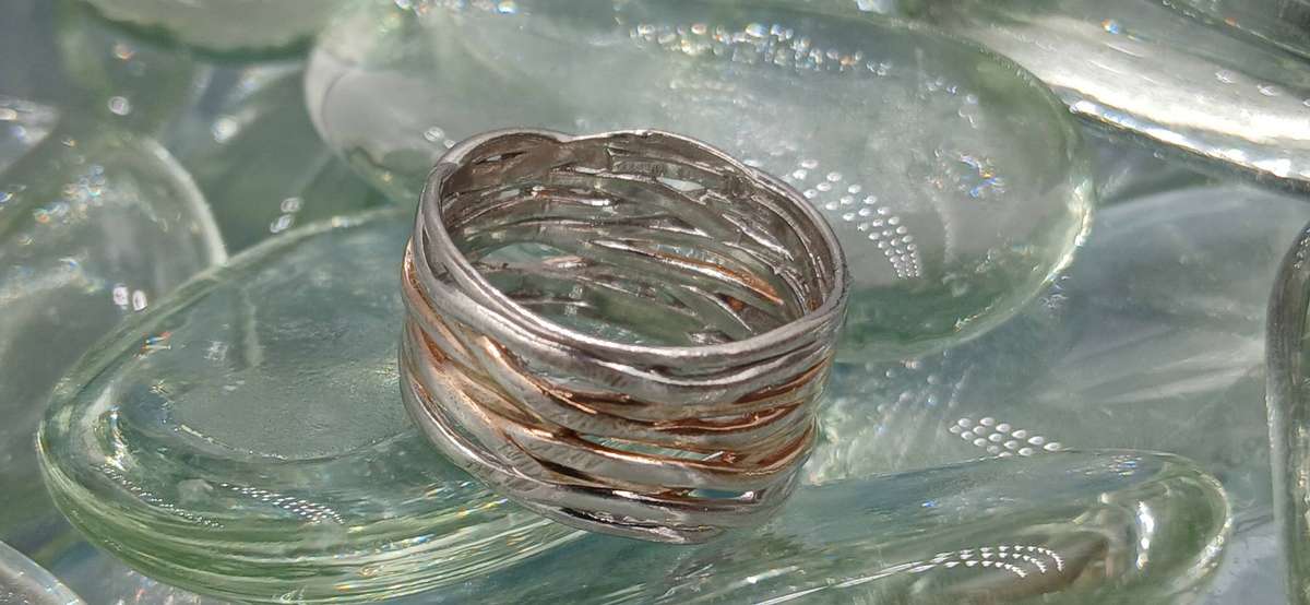 Wide Two Tones Sterling Silver Ring