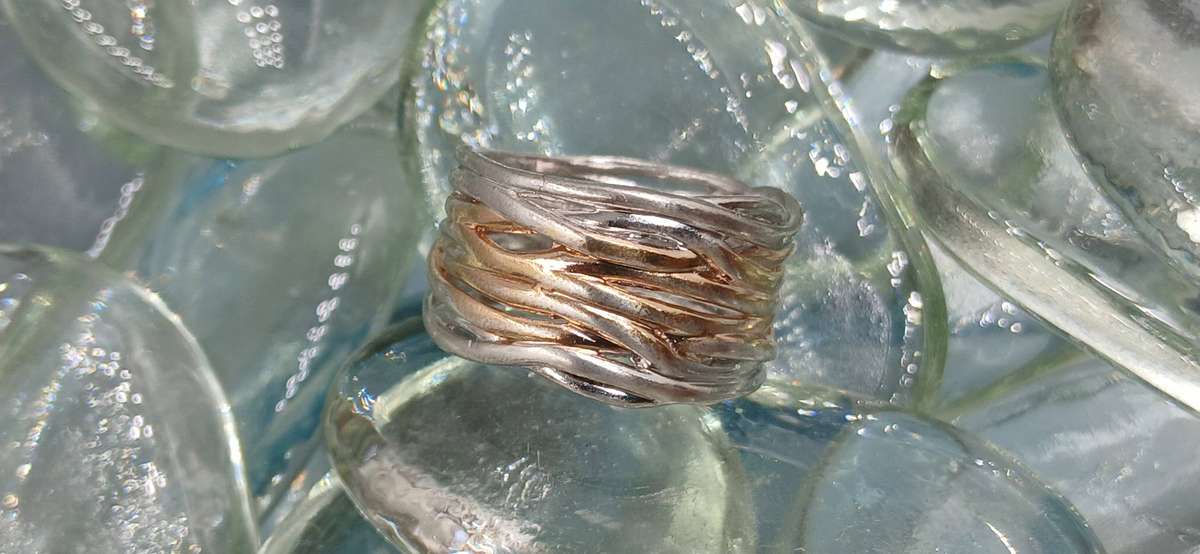 Wide Two Tones Sterling Silver Ring