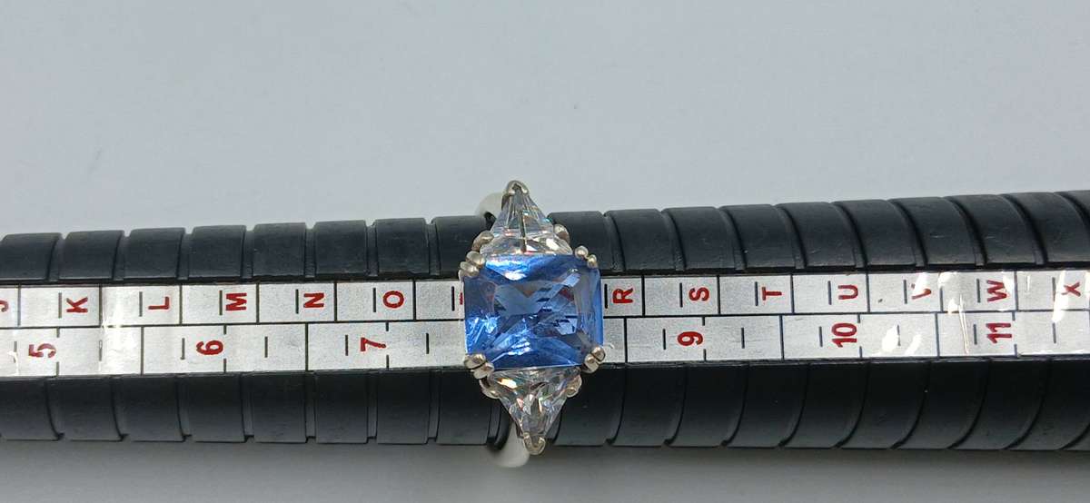 Beautiful Sterling Silver Ring with Large Blue Stone