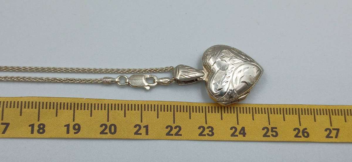 Sterling Silver Heart Locket Pendant Necklace