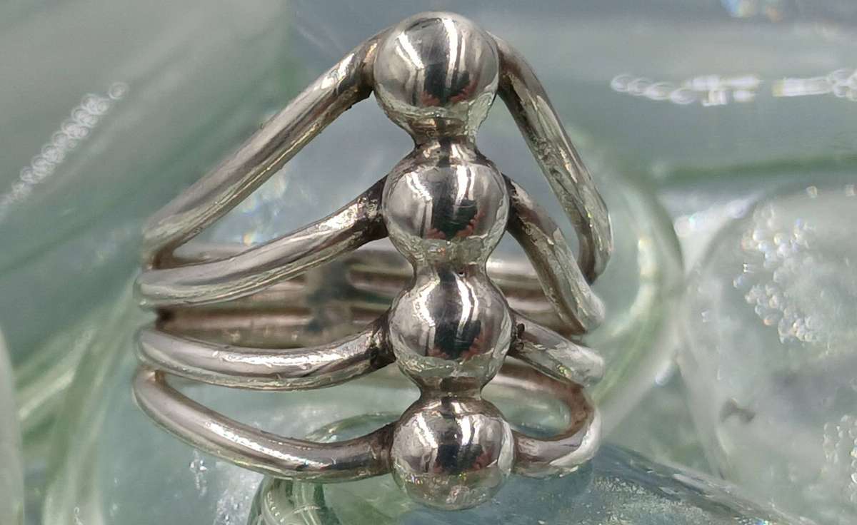 Bubble Bead Sterling Silver Ring