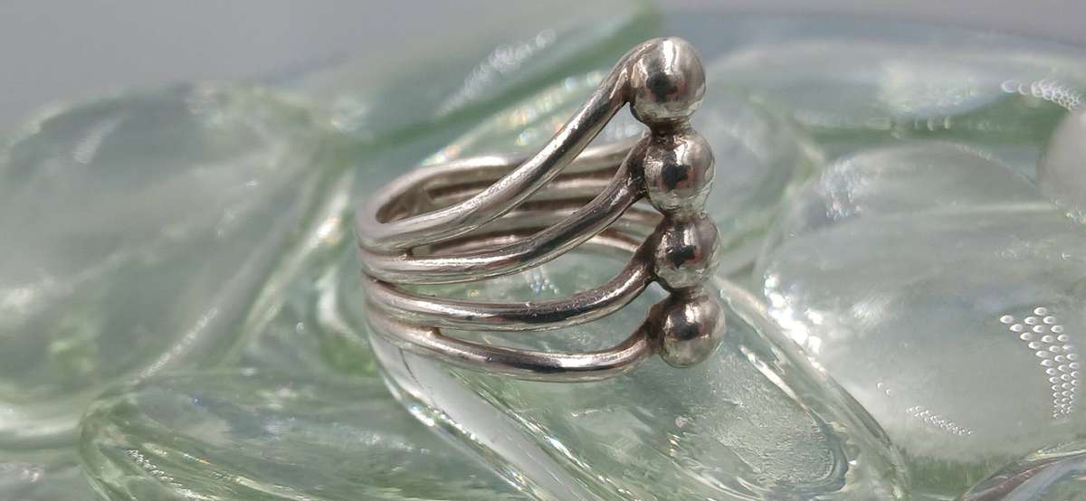 Bubble Bead Sterling Silver Ring