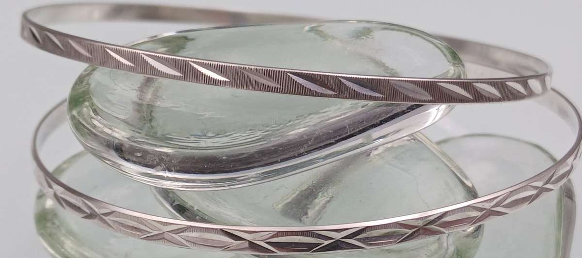 Lot of Two Beautiful Sterling Silver Bangles