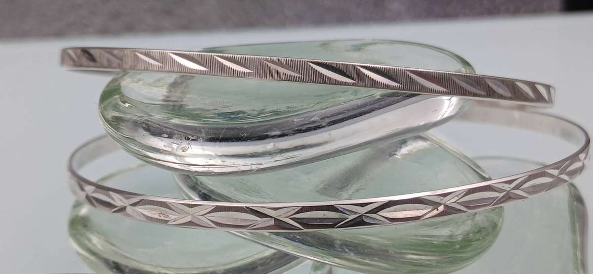 Lot of Two Beautiful Sterling Silver Bangles