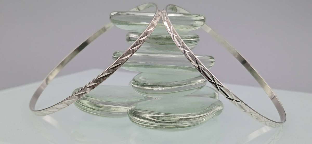 Lot of Two Beautiful Sterling Silver Bangles