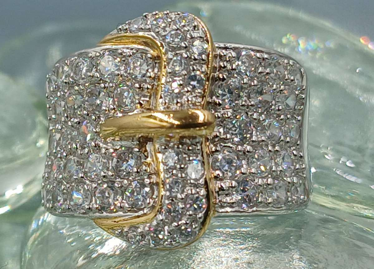 Belt Buckle Two Tones Sterling Silver Ring