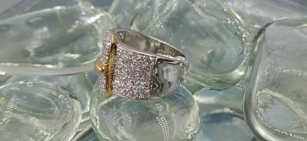 Belt Buckle Two Tones Sterling Silver Ring