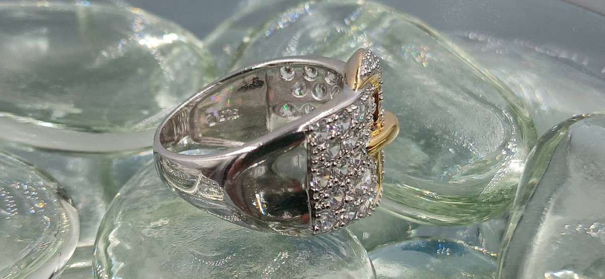 Belt Buckle Two Tones Sterling Silver Ring