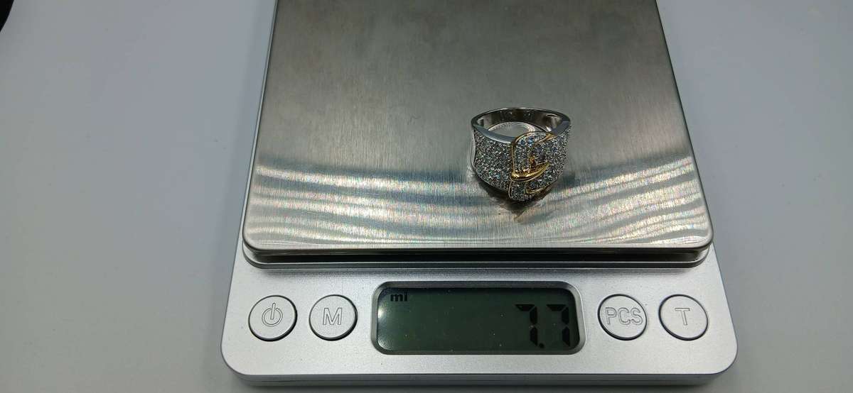 Belt Buckle Two Tones Sterling Silver Ring