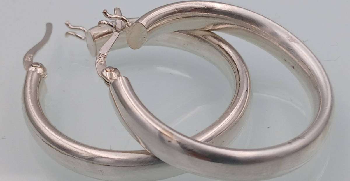 Chunky Round Hoop Sterling Silver Earrings