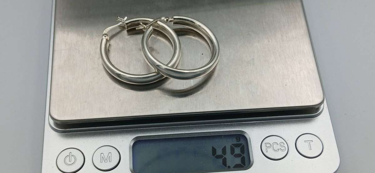 Chunky Round Hoop Sterling Silver Earrings