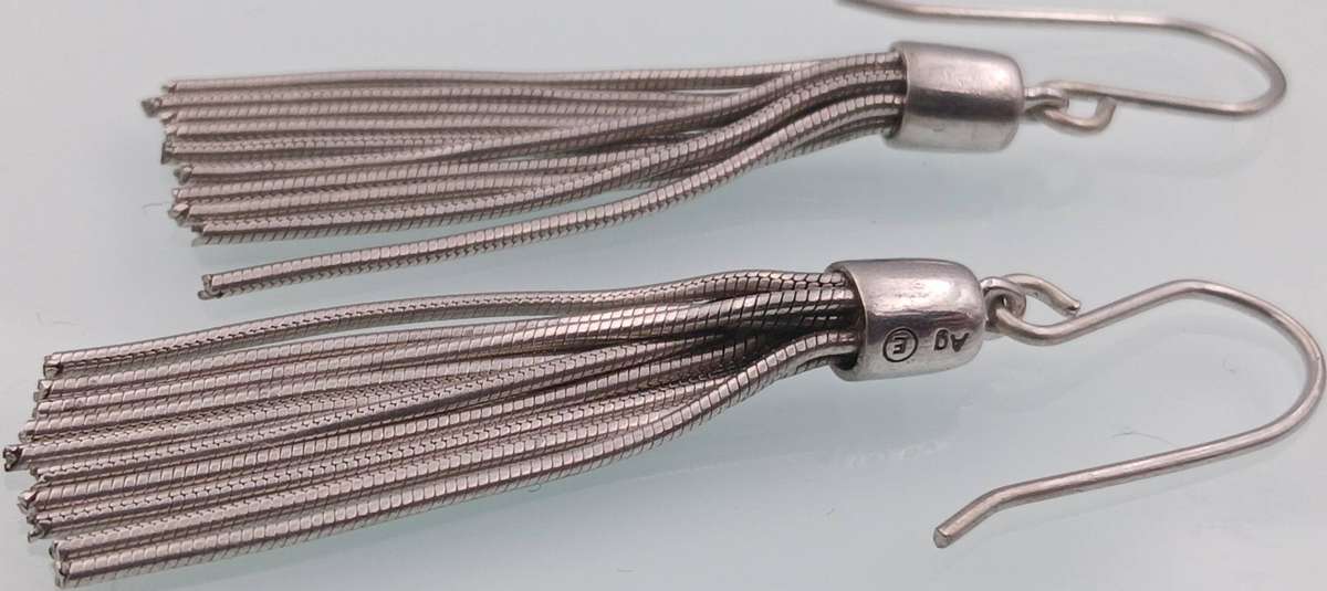 Sterling Silver Dangle Tassel Earrings
