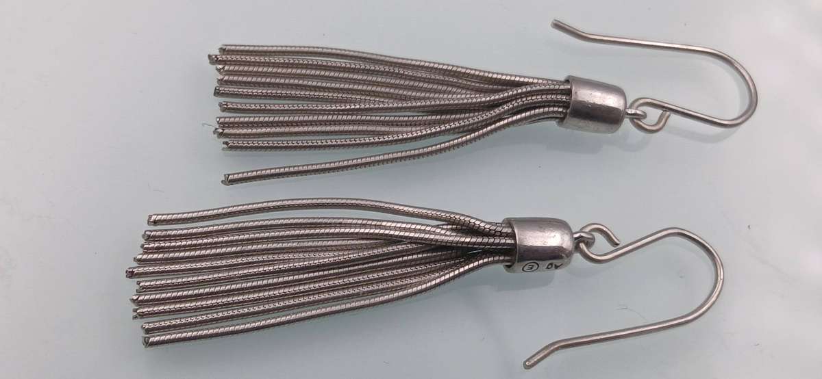 Sterling Silver Dangle Tassel Earrings