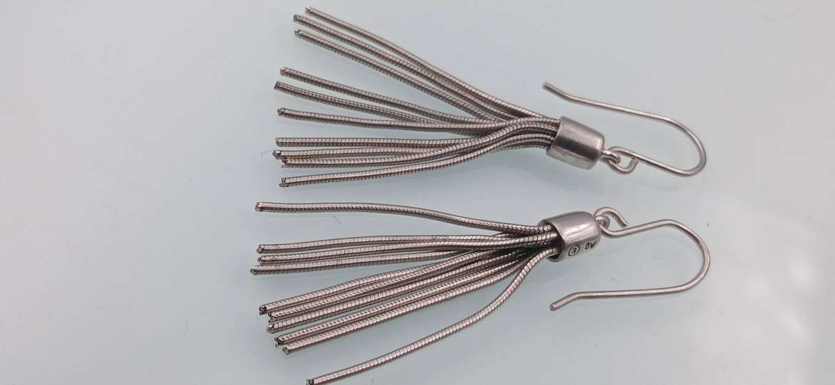 Sterling Silver Dangle Tassel Earrings