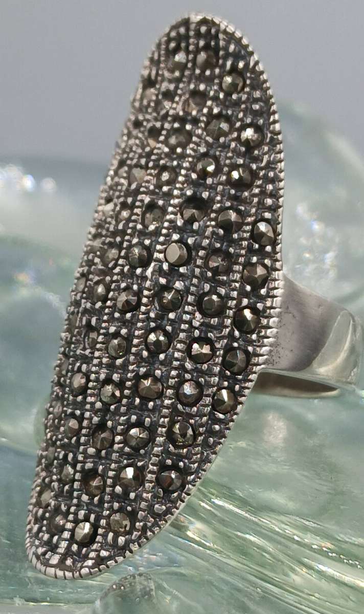Vintage Sterling Silver Marquisette Long Ring