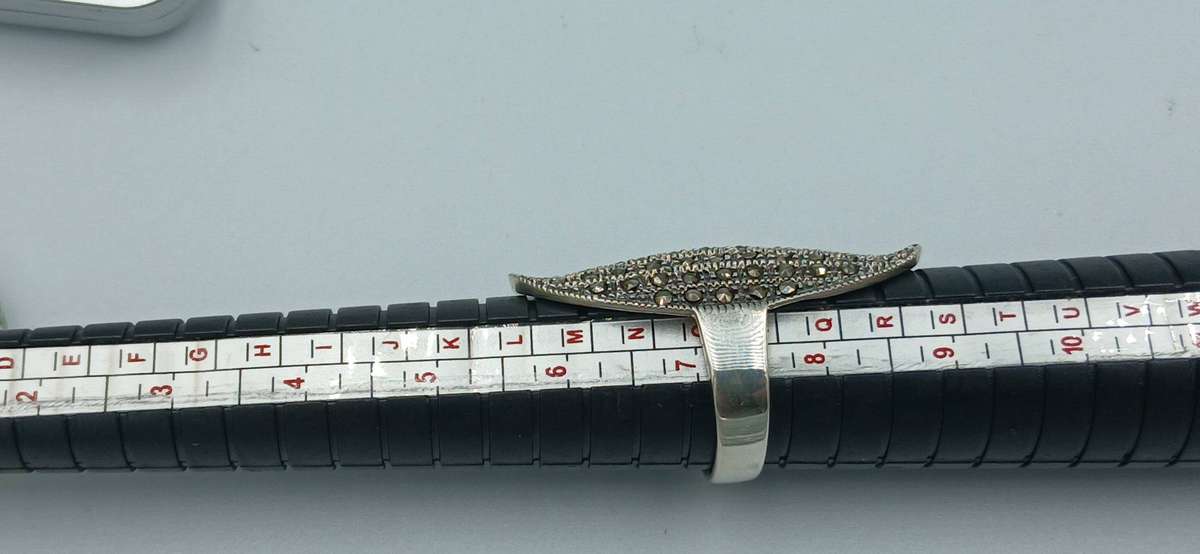 Vintage Sterling Silver Marquisette Long Ring