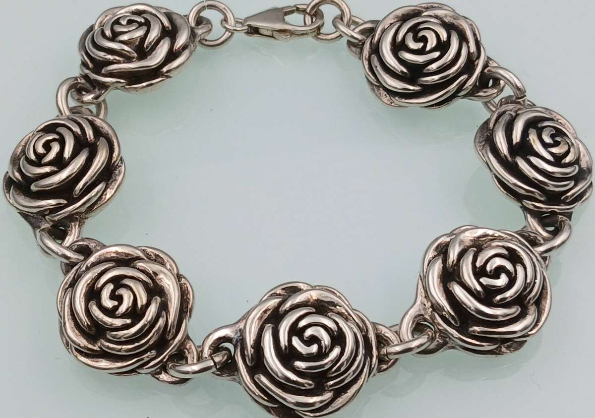 Sterling Silver Rose Bracelet