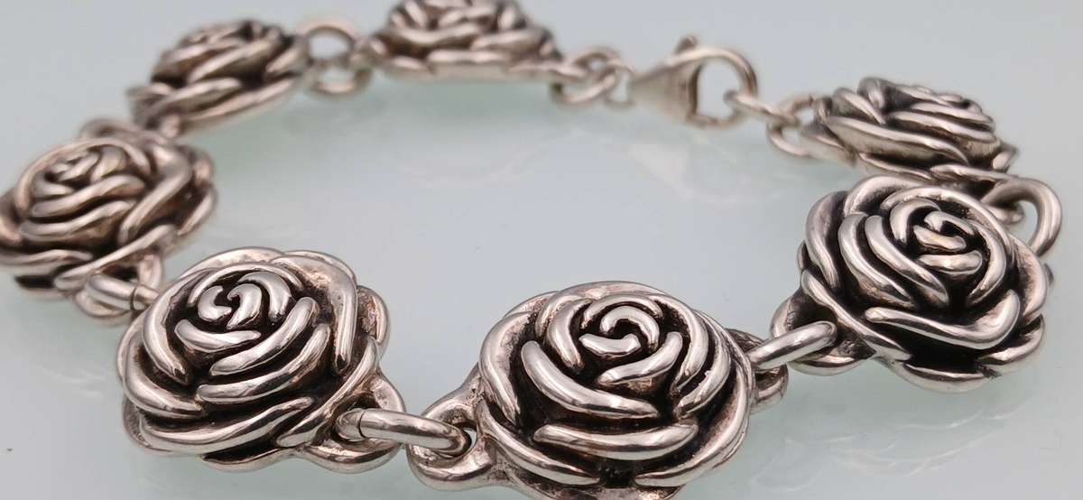 Sterling Silver Rose Bracelet