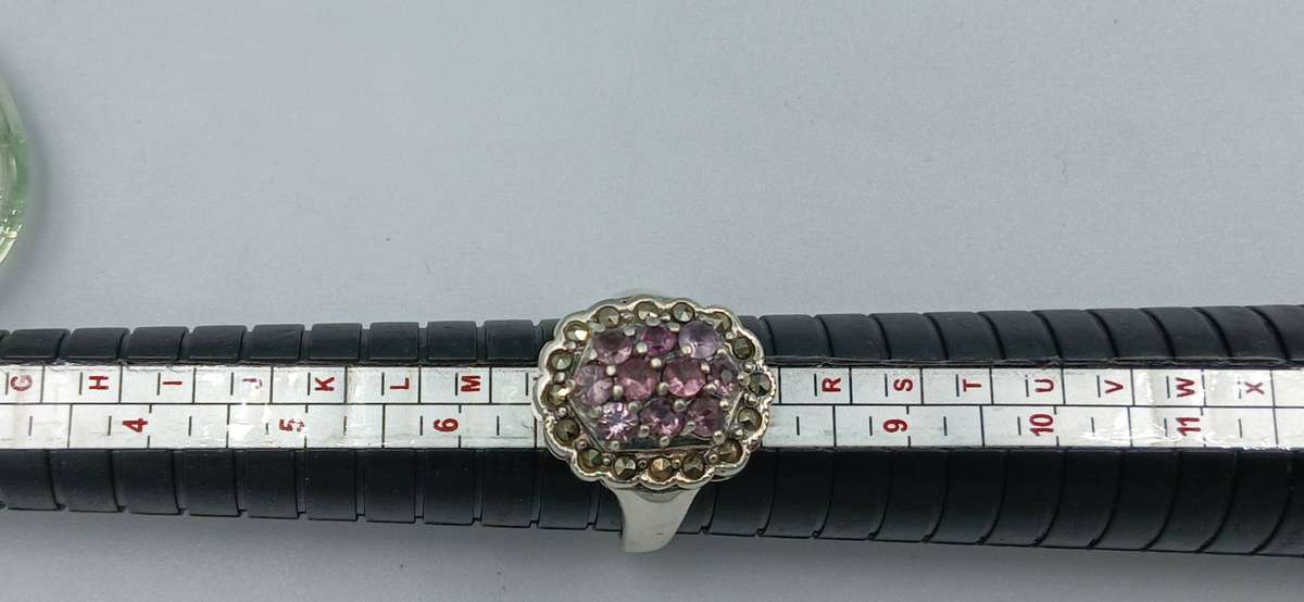 Vintage Sterling Silver Ring with Marcasite's & Amethysts
