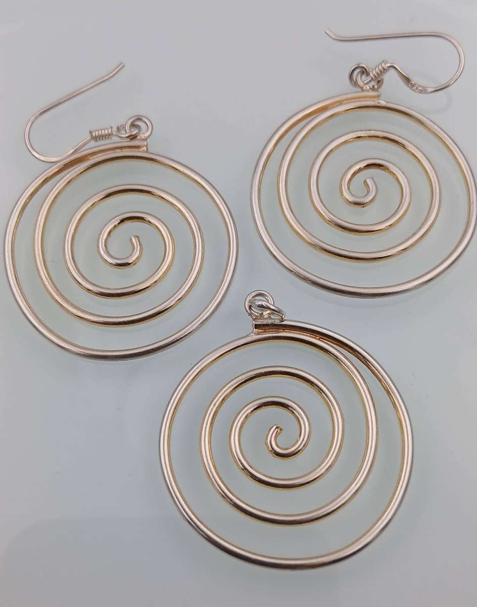 Sterling Silver Celtic Spiral Set\ Earrings & Pendant\