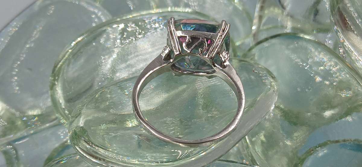 Beautiful Square Cut Mystic Topaz Sterling Silver Ring