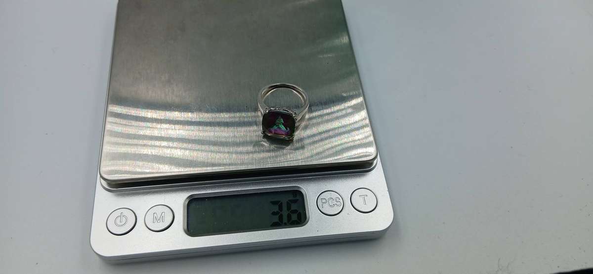 Beautiful Square Cut Mystic Topaz Sterling Silver Ring