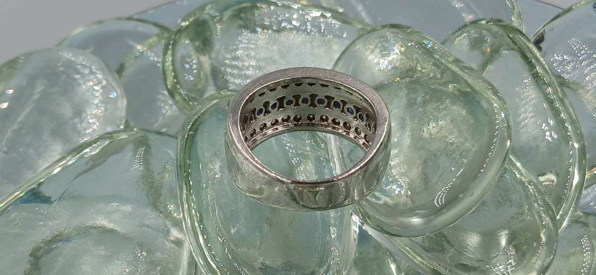 Blue and Clear CZ Sterling Silver Ring