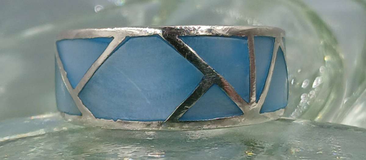 Blue Mother of Pearl Sterling Silver Ring