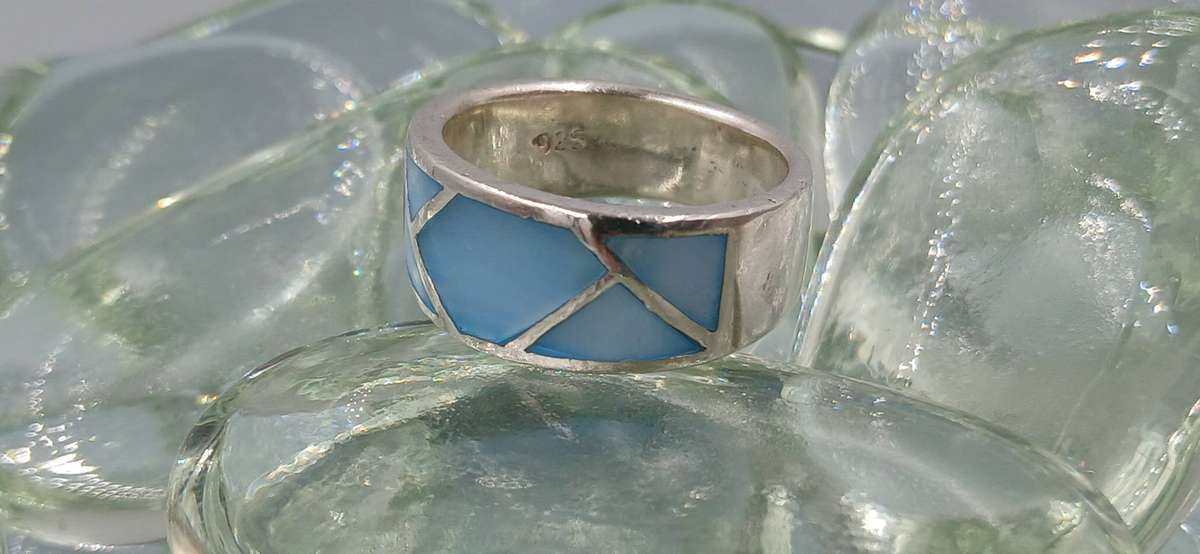 Blue Mother of Pearl Sterling Silver Ring