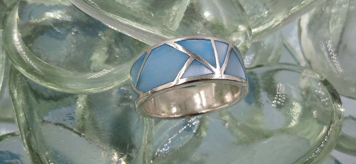 Blue Mother of Pearl Sterling Silver Ring