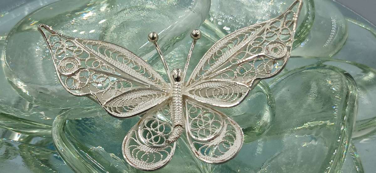 Filigree Butterfly Sterling Silver Brooch