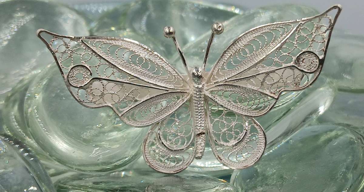 Filigree Butterfly Sterling Silver Brooch