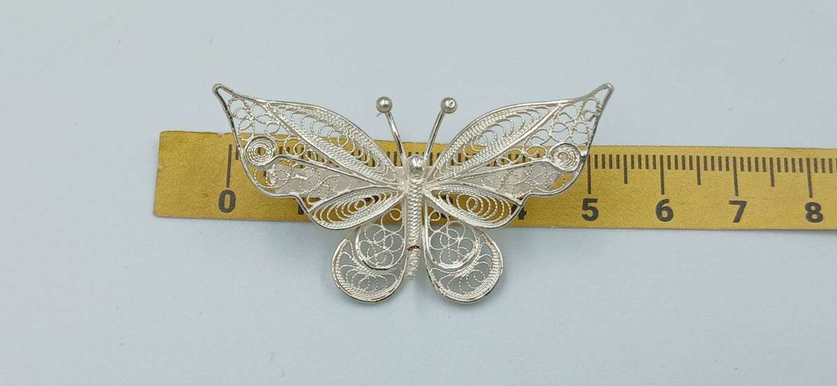 Filigree Butterfly Sterling Silver Brooch