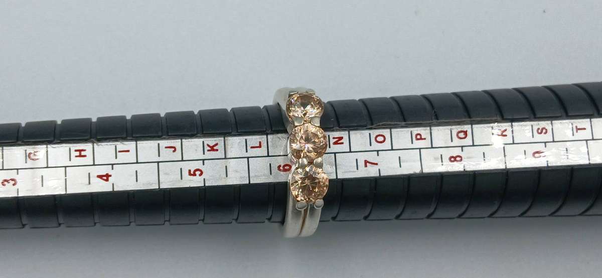 Three Fancy Brown Stone Sterling Silver Ring