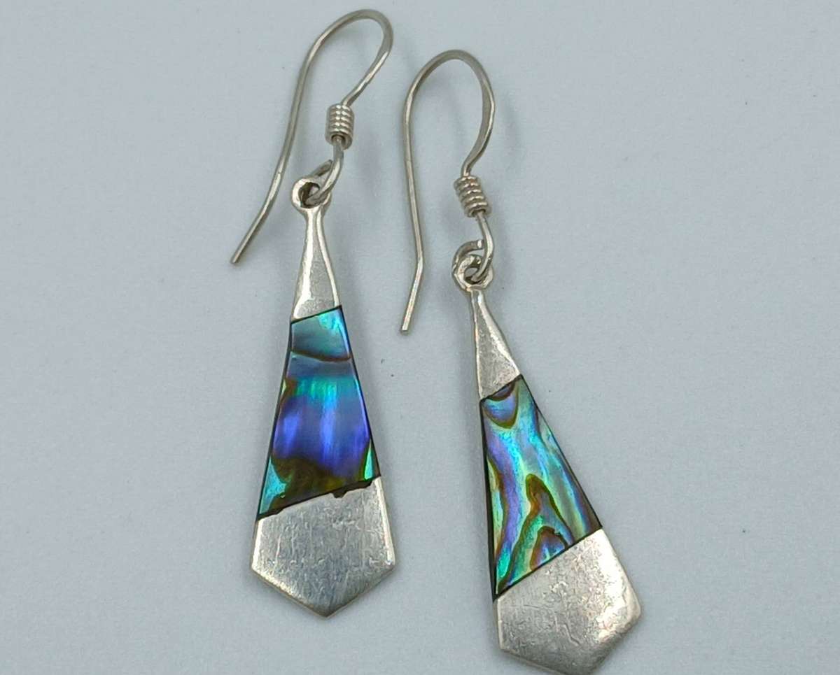 Abalone Chell Sterling Silver Drop Earrings