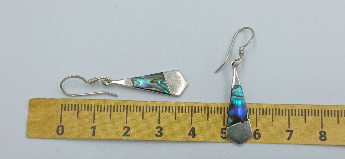 Abalone Chell Sterling Silver Drop Earrings