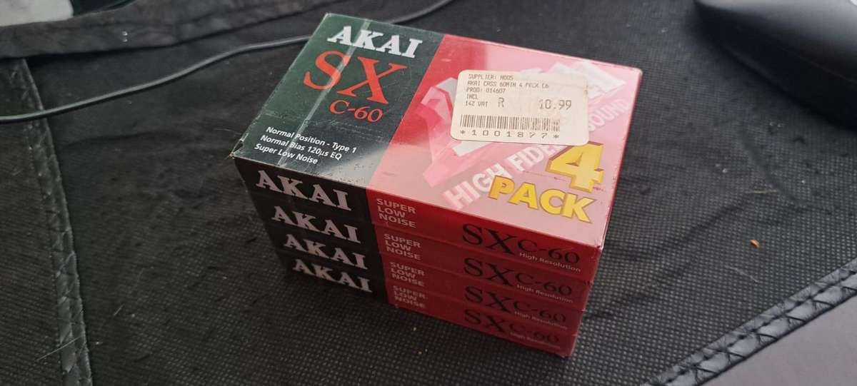 4 pack AKAI SX C-60 Cassette Tape 60min ***VINTAGE*** sealed