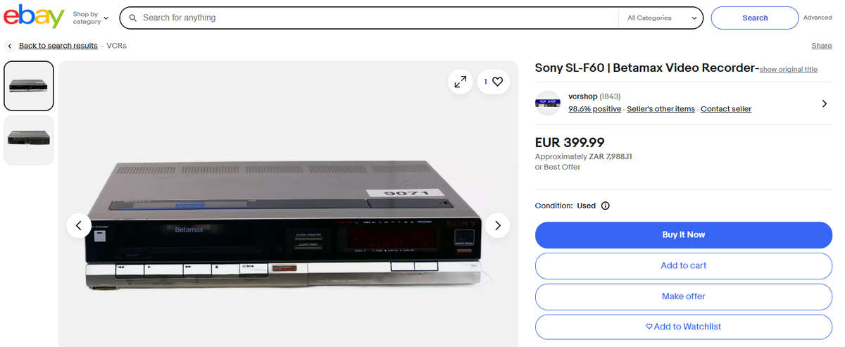 Sony SL-F60SA Betamax VCR