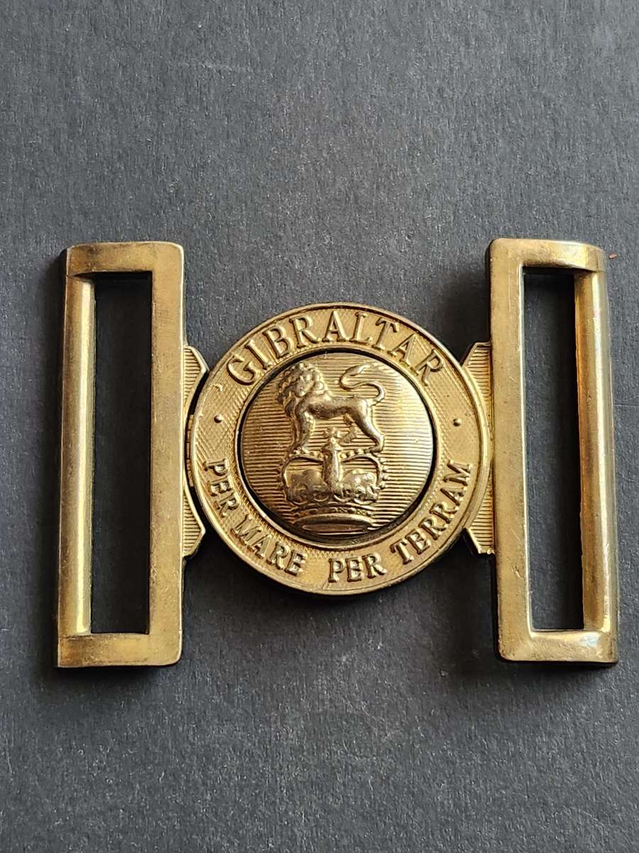 Post WW2 Era UK Britain Gibraltar Massive High Relief Solid Brass Belt Buckle - as per photograph